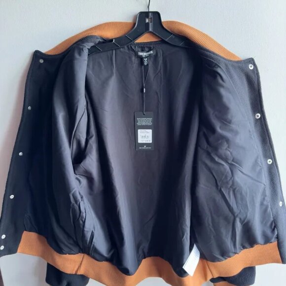 NWT $199 TRUE RELIGION MEN'S JACKET MEDIUM M  ALL FLEECE BOMBER - Picture 9 of 10